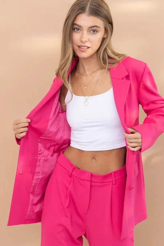 Hot Pink Blazer with Pants Set