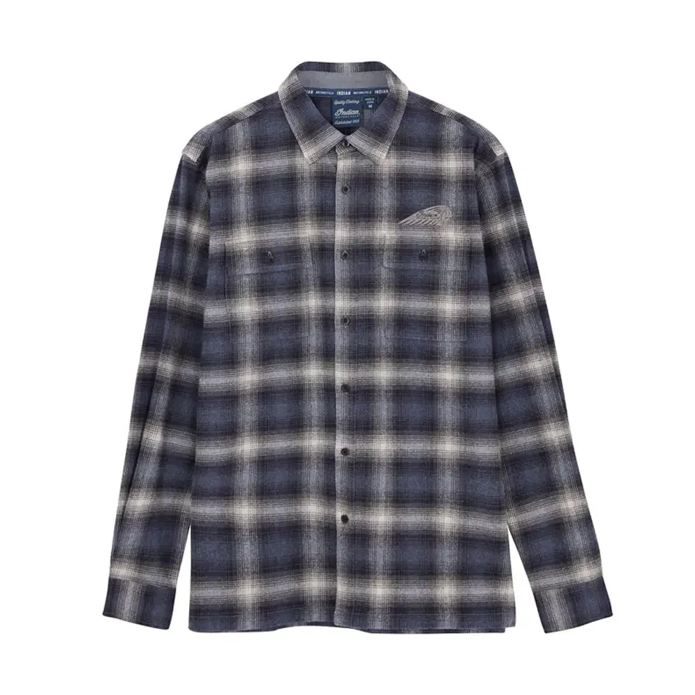 Indian Motorcycle Mens Bolton Plaid Shirt Navy