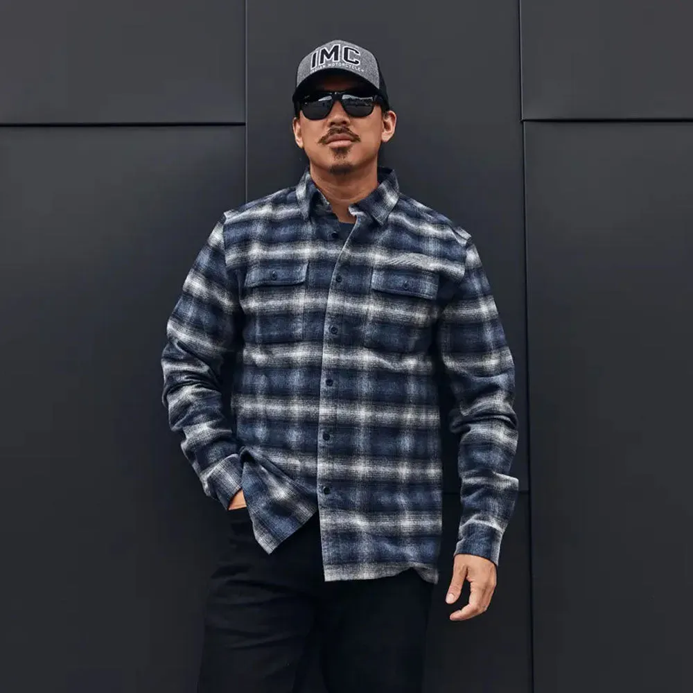 Indian Motorcycle Mens Bolton Plaid Shirt Navy