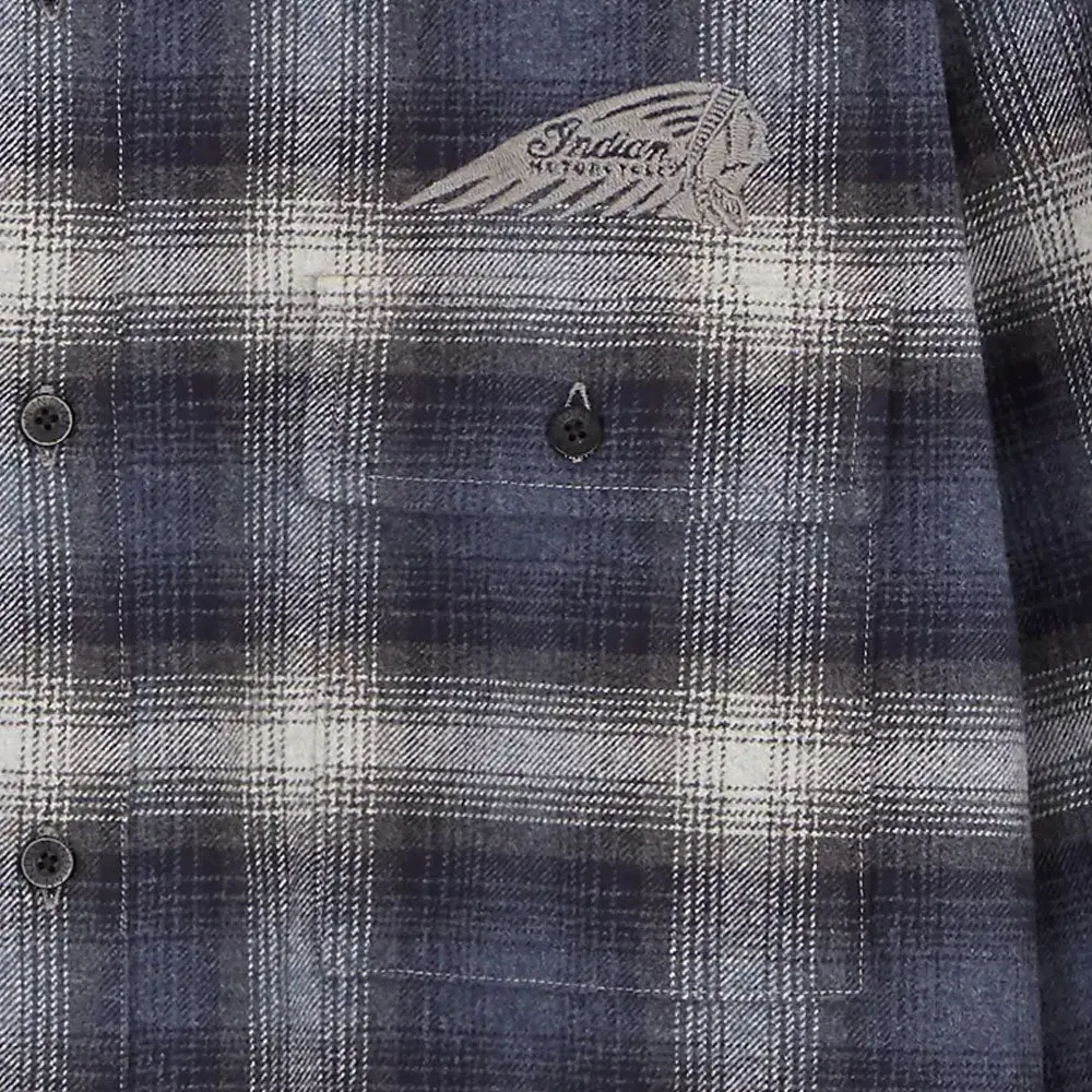 Indian Motorcycle Mens Bolton Plaid Shirt Navy