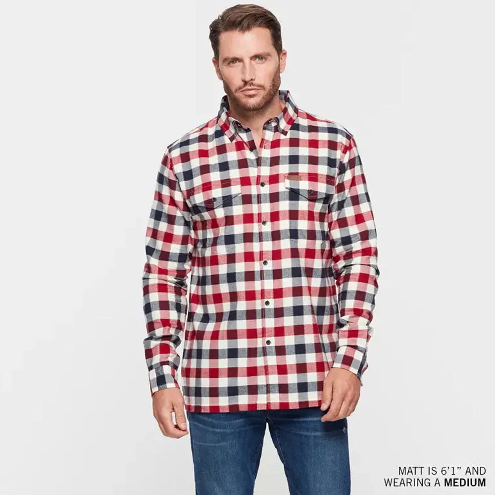 Indian Motorcycle Mens Iowa Plaid Shirt Button-Up Red