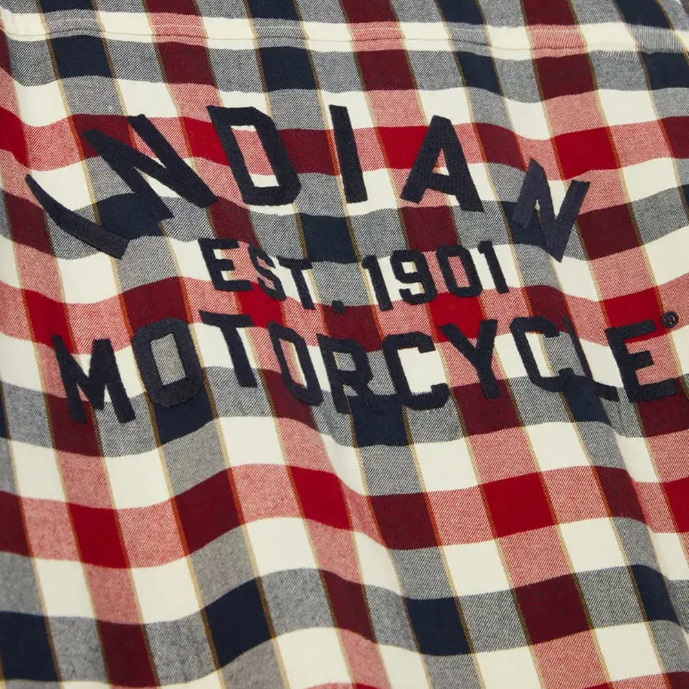 Indian Motorcycle Mens Iowa Plaid Shirt Button-Up Red