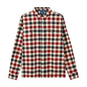 Indian Motorcycle Mens Iowa Plaid Shirt Button-Up Red