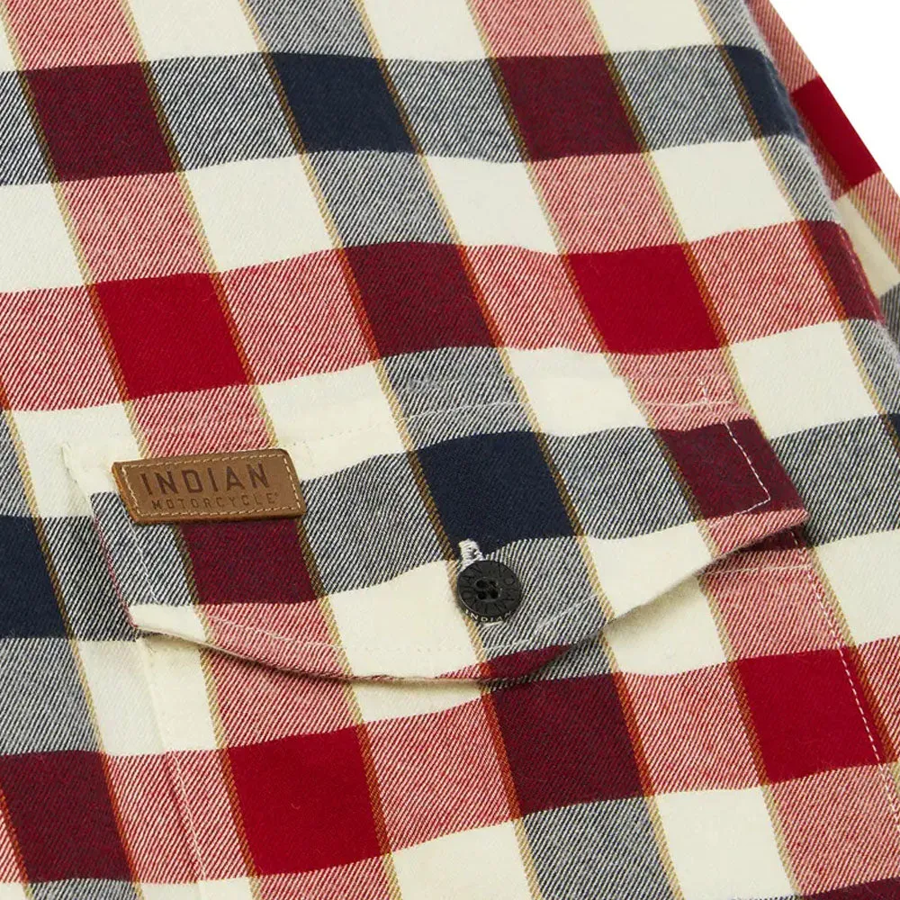 Indian Motorcycle Mens Iowa Plaid Shirt Button-Up Red