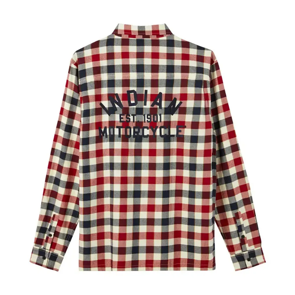 Indian Motorcycle Mens Iowa Plaid Shirt Button-Up Red