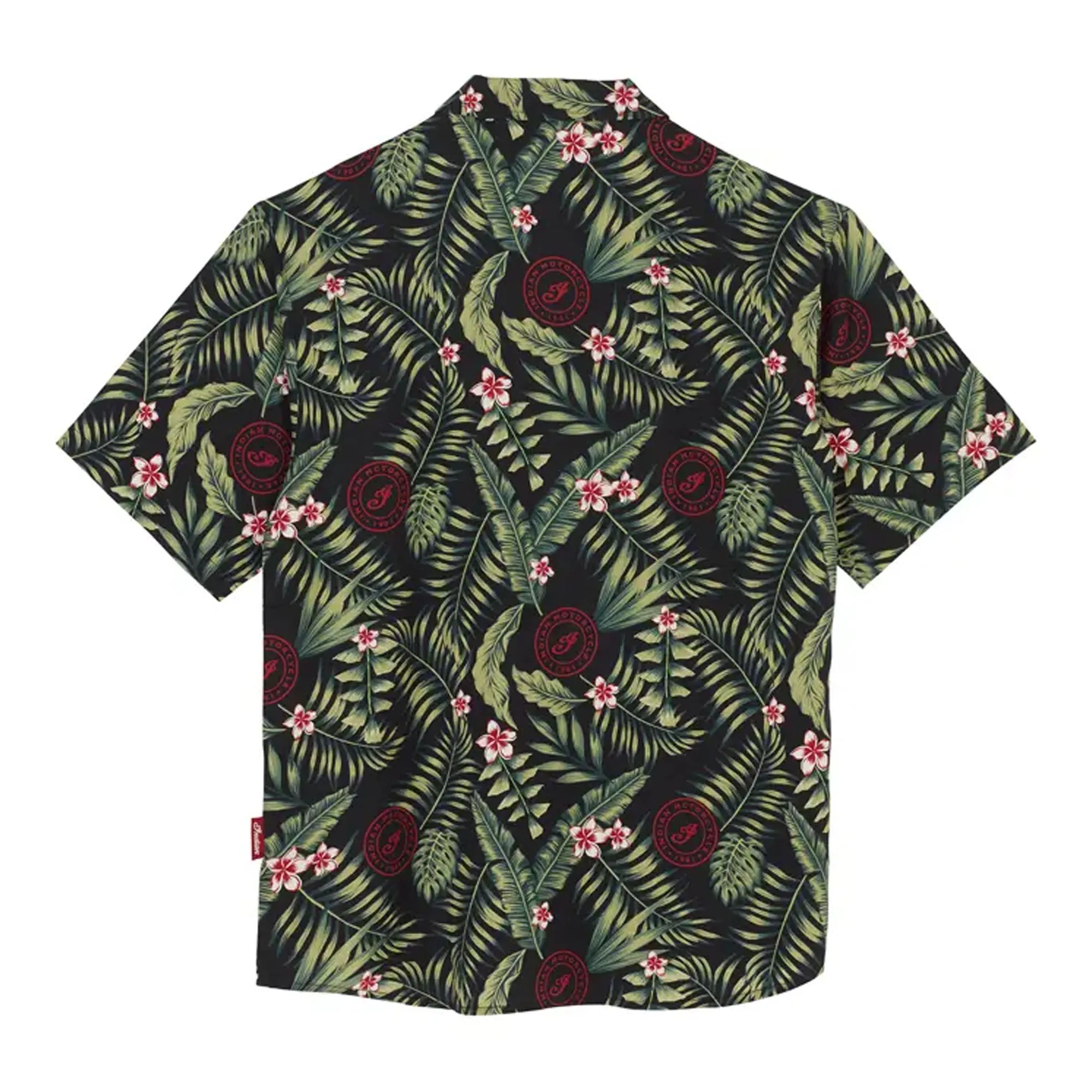 Indian Motorcycle Mens Tropical Print Shirt Button-Up Green