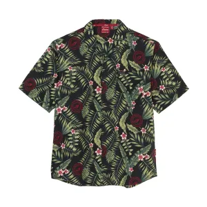 Indian Motorcycle Mens Tropical Print Shirt Button-Up Green
