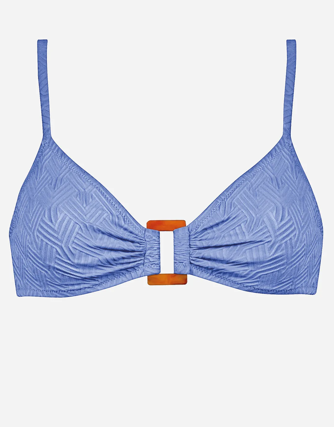 Island Nostalgia Ring Front Bralette Bikini Top - Cornflower