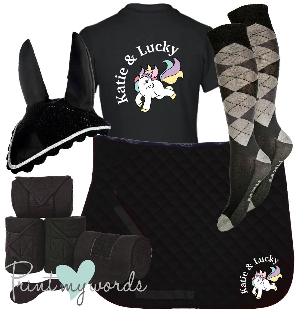'Ivy' Children's Personalised Matching Equestrian Set - Unicorn Design