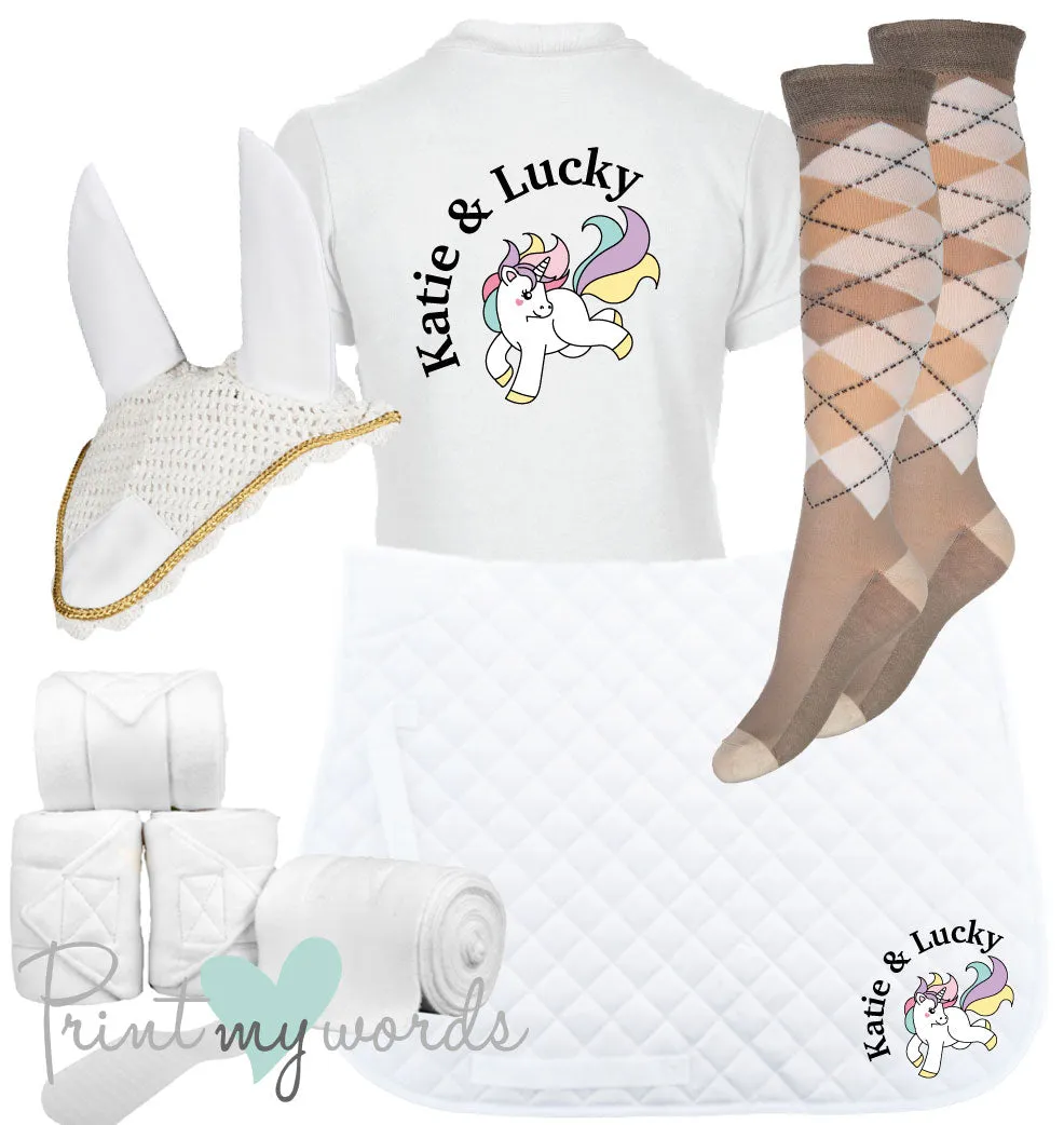 'Ivy' Children's Personalised Matching Equestrian Set - Unicorn Design