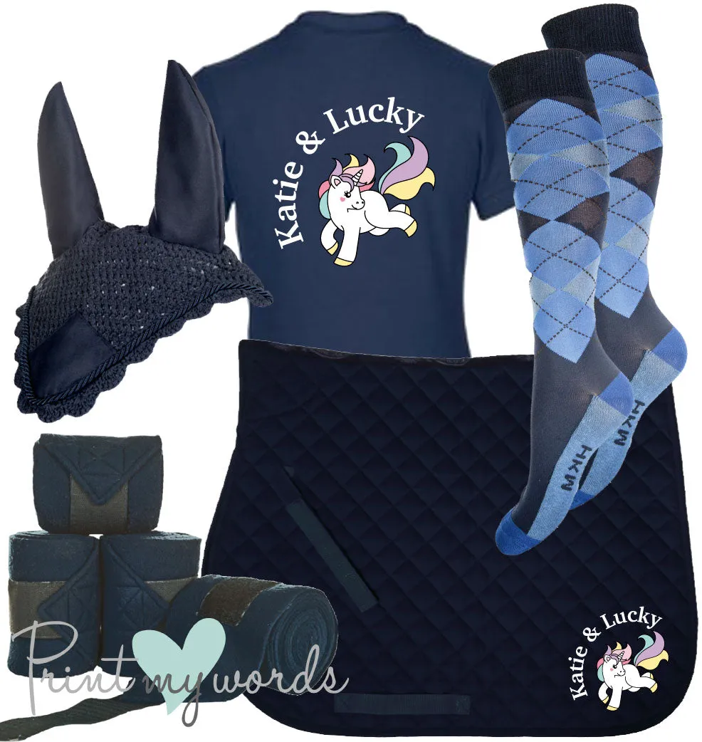 'Ivy' Children's Personalised Matching Equestrian Set - Unicorn Design