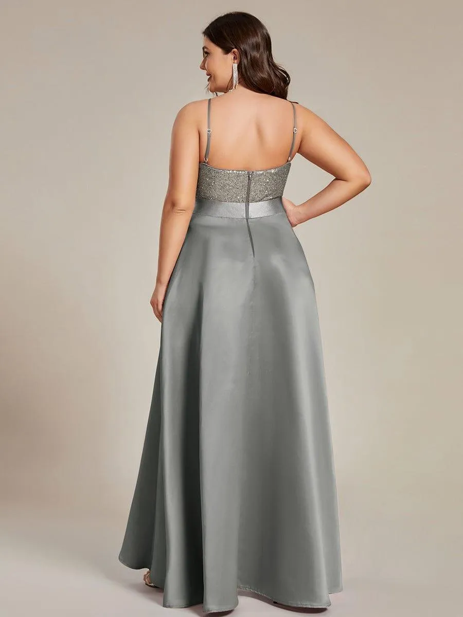 Janis | High Low Sleeveless Plus Size Dresses With Sequin for Evening