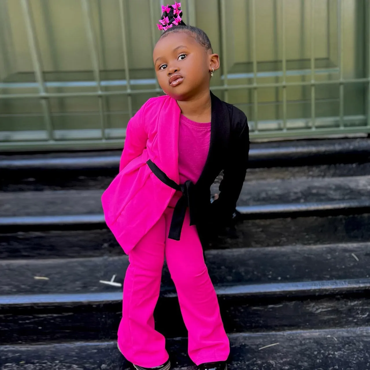Kids Girls Colorblock Blazer   Pants Fashion Clothes Sets