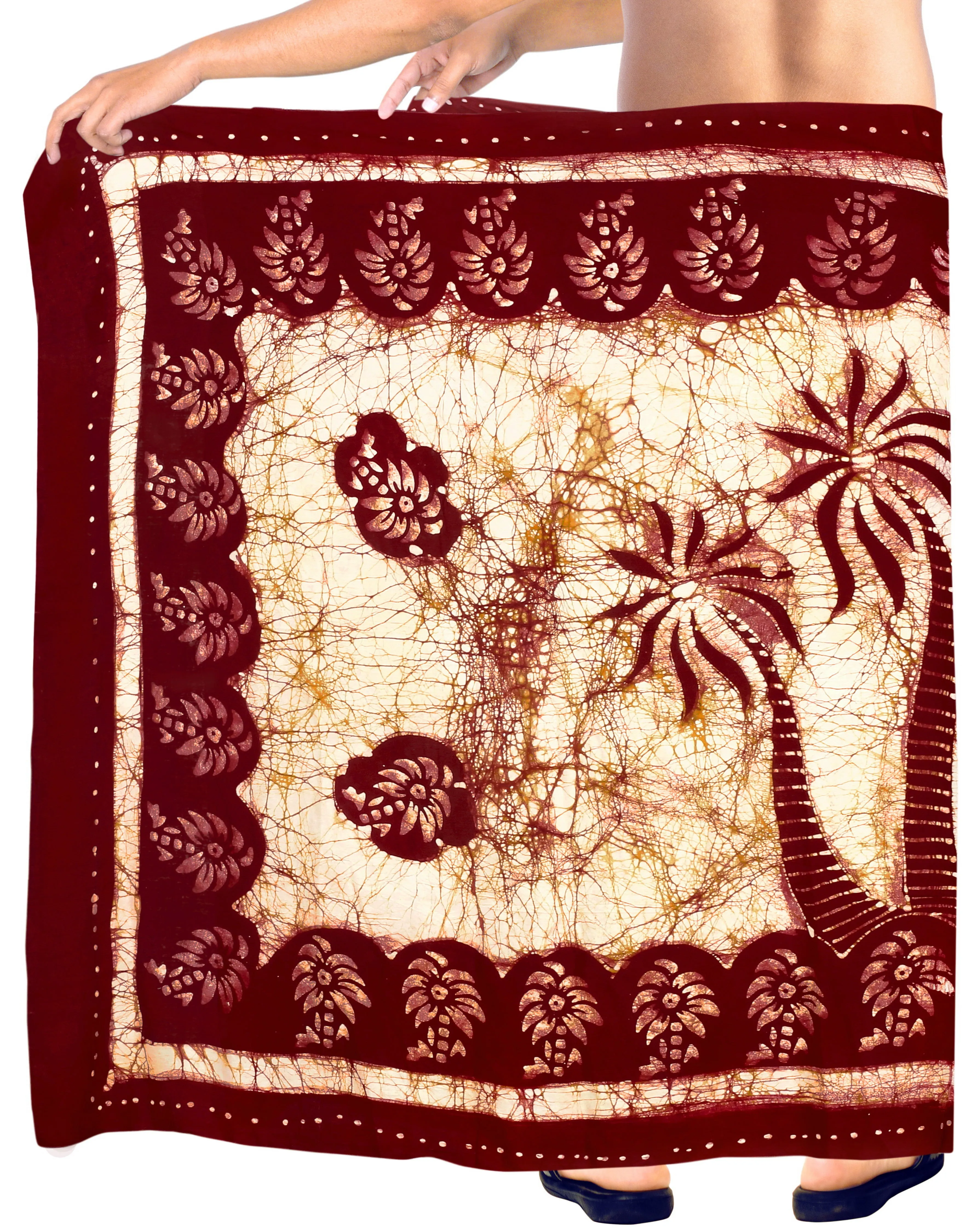 La Leela Men's Hawaiian Beach Wrap Sheer Sarong Swimming Bathing Suit Towel Beachwear Swim Pareo Cover up Long 72"X42"  Red 136854