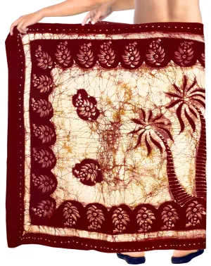 La Leela Men's Hawaiian Beach Wrap Sheer Sarong Swimming Bathing Suit Towel Beachwear Swim Pareo Cover up Long 72"X42"  Red 136854