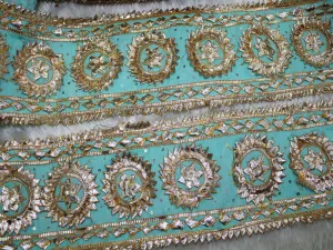 Light Blue Geometric Gota Trim Embroidered Lace