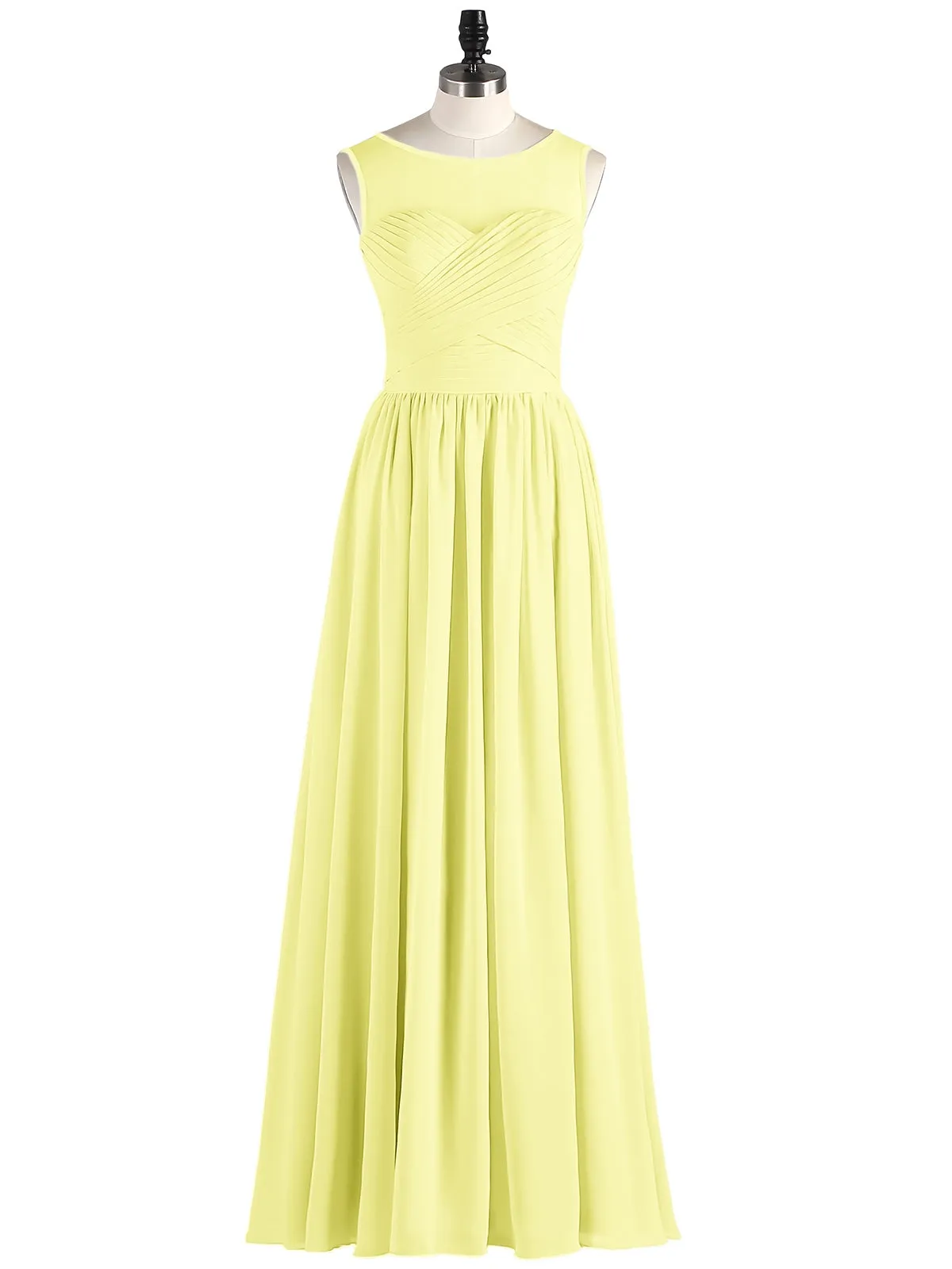 Long Chiffon Gowns with Illusion Neckline-Daffodil