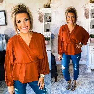 Love You Always Long Sleeve Blouse - Rust
