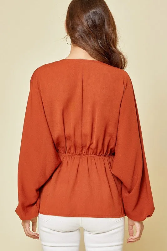 Love You Always Long Sleeve Blouse - Rust