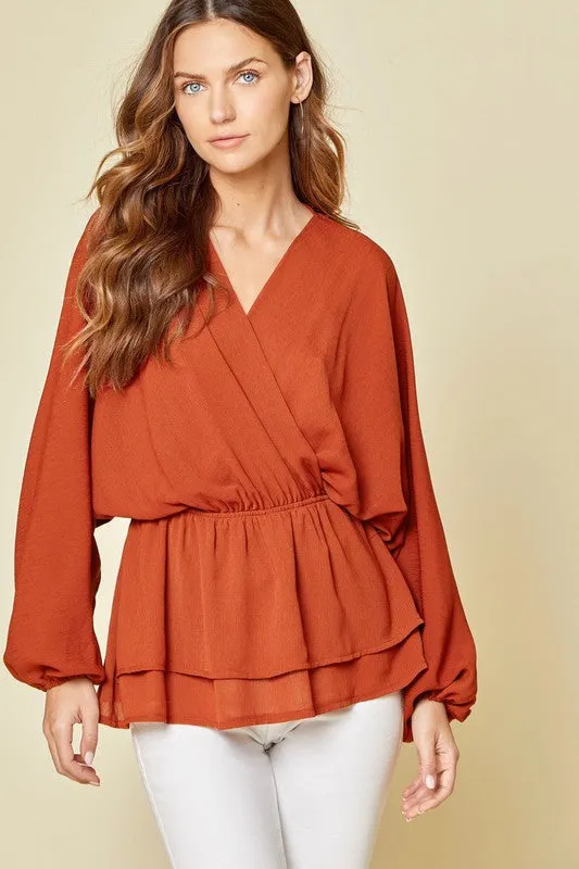 Love You Always Long Sleeve Blouse - Rust