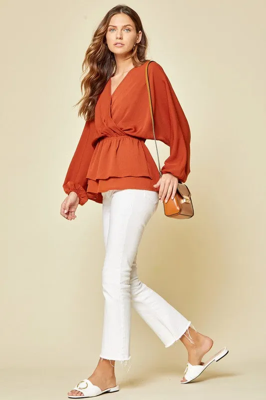 Love You Always Long Sleeve Blouse - Rust