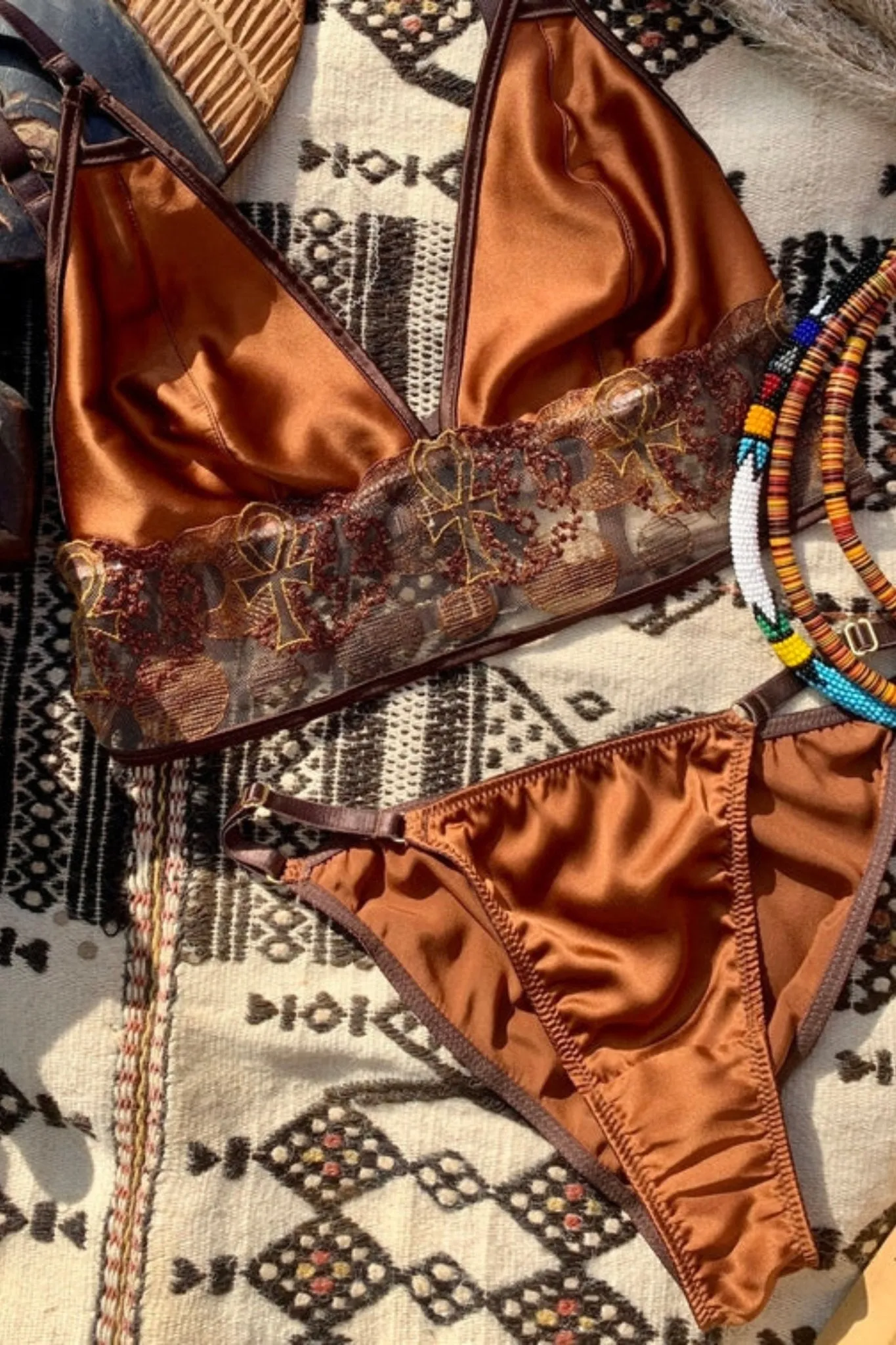 Mawu Silk Embroidery Longline Bralette