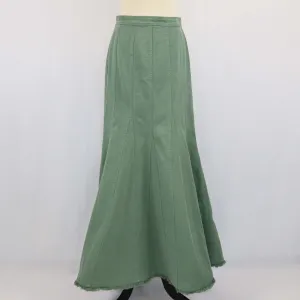 Max Mara Army Green Raw-Edge Trim Maxi Skirt