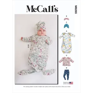 McCall's Pattern M8265 Infants' Gown, Top, Pants, Headband and Hat