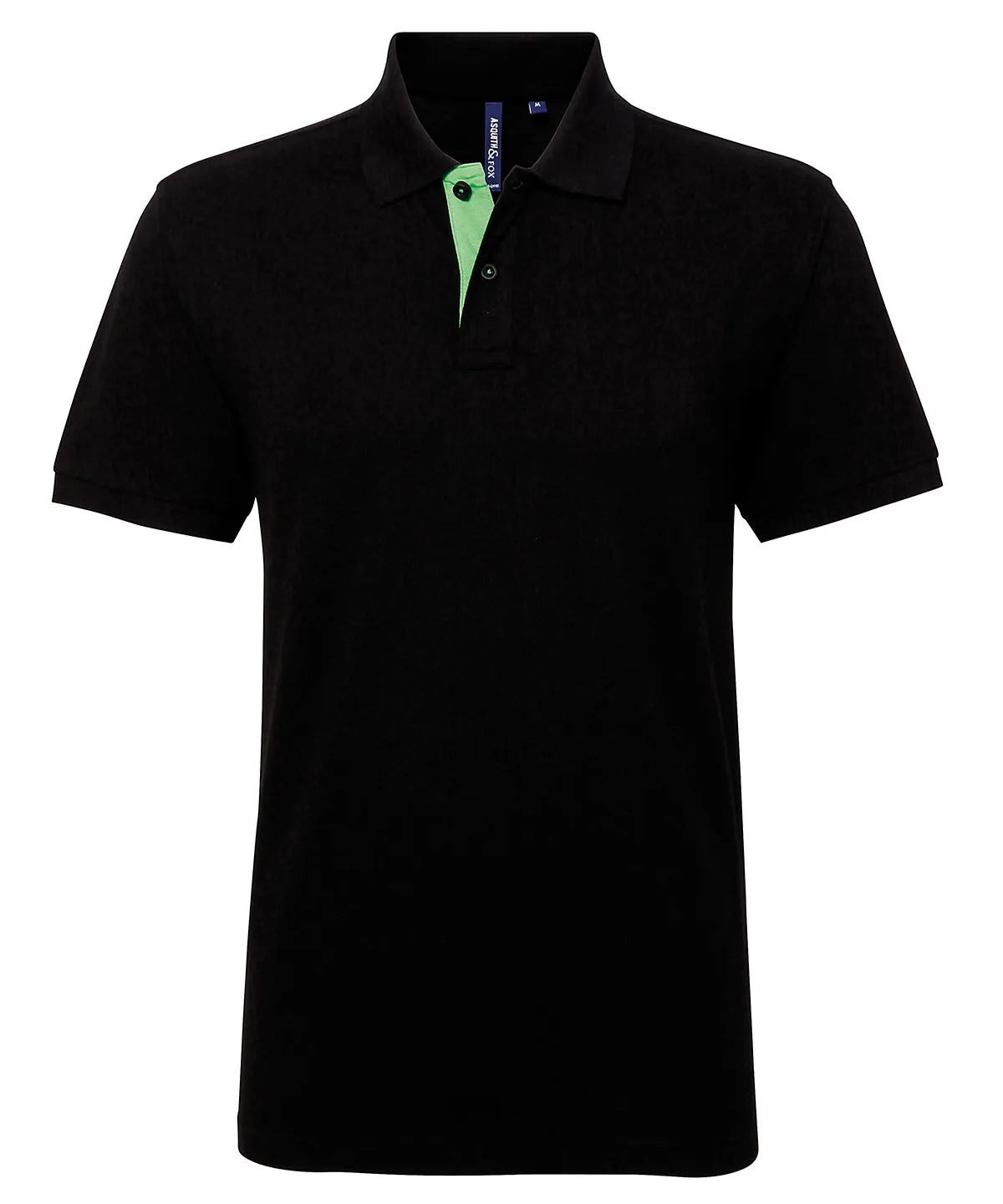 Mens classic fit contrast polo | Black/Lime