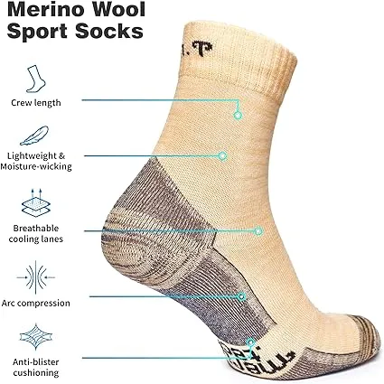 Merino Wool Running Socks - (Pack of 2) Peach Grey