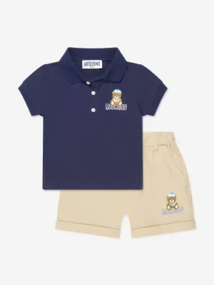 Moschino Baby Boys Polo Shirt And Shorts Set in Navy