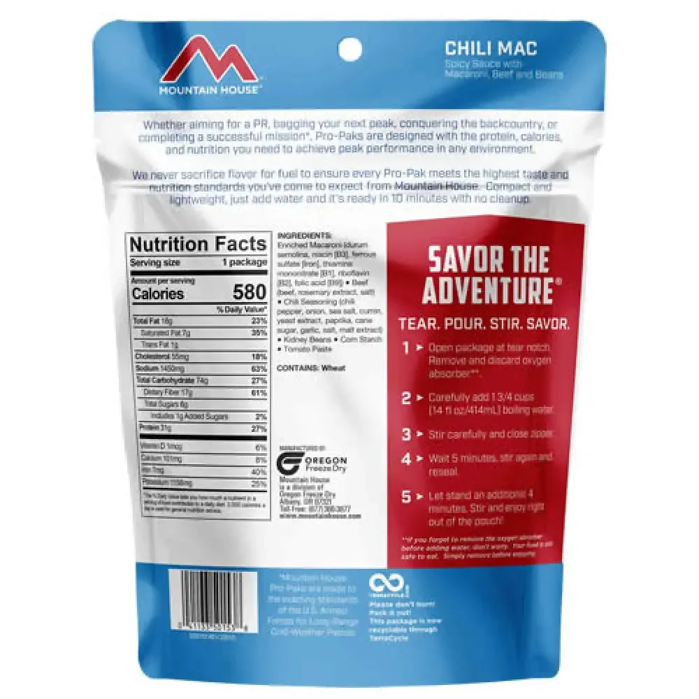 Mountain House  MILITARY Pro-Pak CHILI MAC (1 Serving)