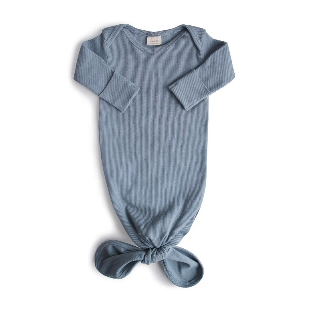 Mushie Ribbed Knotted Baby Gowns