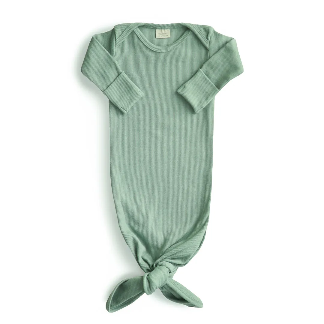 Mushie Ribbed Knotted Baby Gowns