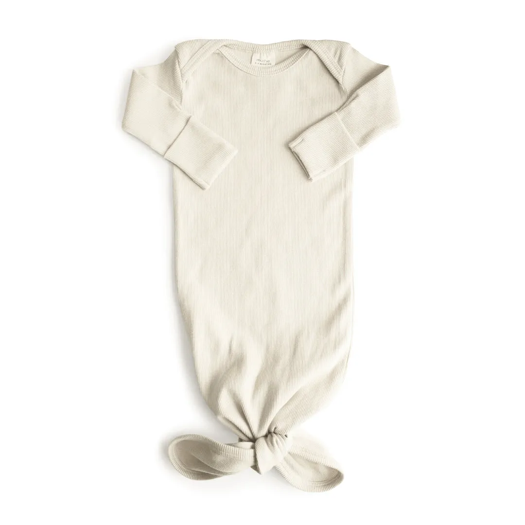 Mushie Ribbed Knotted Baby Gowns