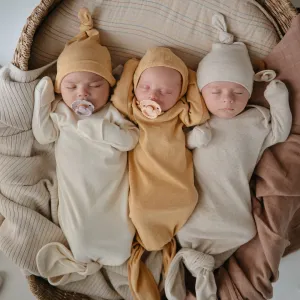 Mushie Ribbed Knotted Baby Gowns
