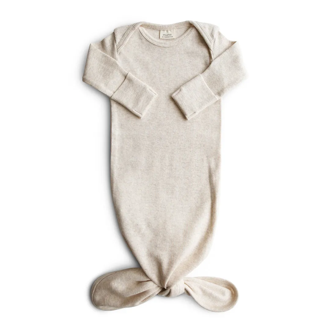 Mushie Ribbed Knotted Baby Gowns