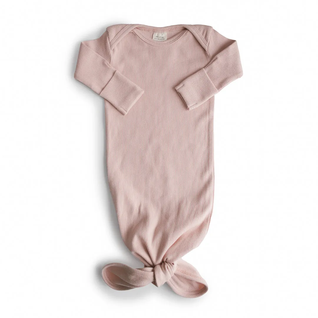 Mushie Ribbed Knotted Baby Gowns