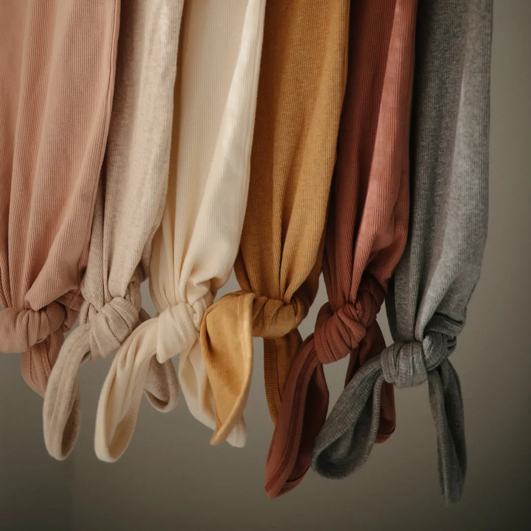 Mushie Ribbed Knotted Baby Gowns
