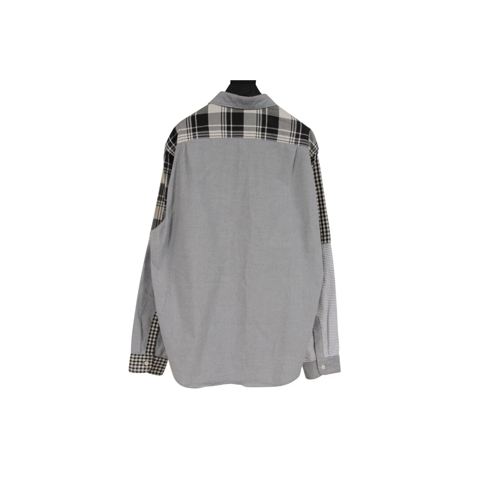 NBA Button Down Blue White Stripe Patchwork Shirt