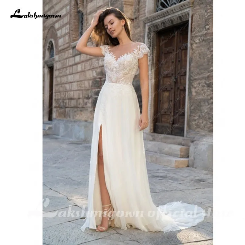 NumberSea abiti da sposa Lace Wedding Dresses Boho Beach Tulle Marriage Bridal Gowns Custom made Plus Size Princess Party Dresses