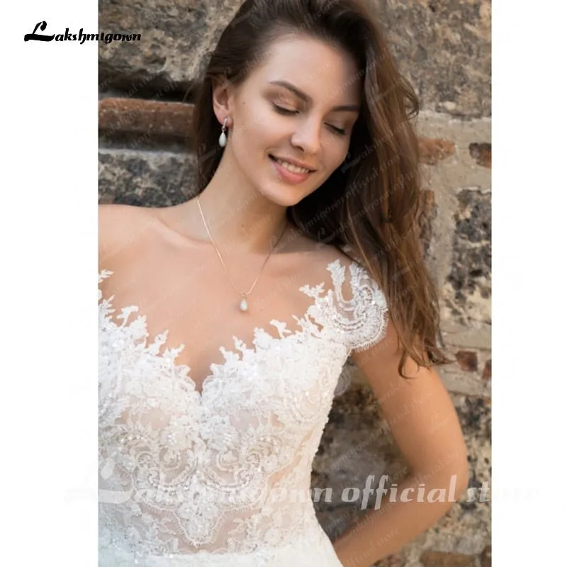 NumberSea abiti da sposa Lace Wedding Dresses Boho Beach Tulle Marriage Bridal Gowns Custom made Plus Size Princess Party Dresses