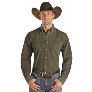 Panhandle® Men's Olive Green Plaid Button Down Shirt 36S2558