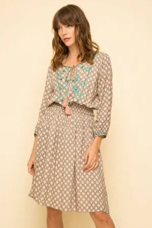 Peaceful Breeze Embroidered Printed Dress