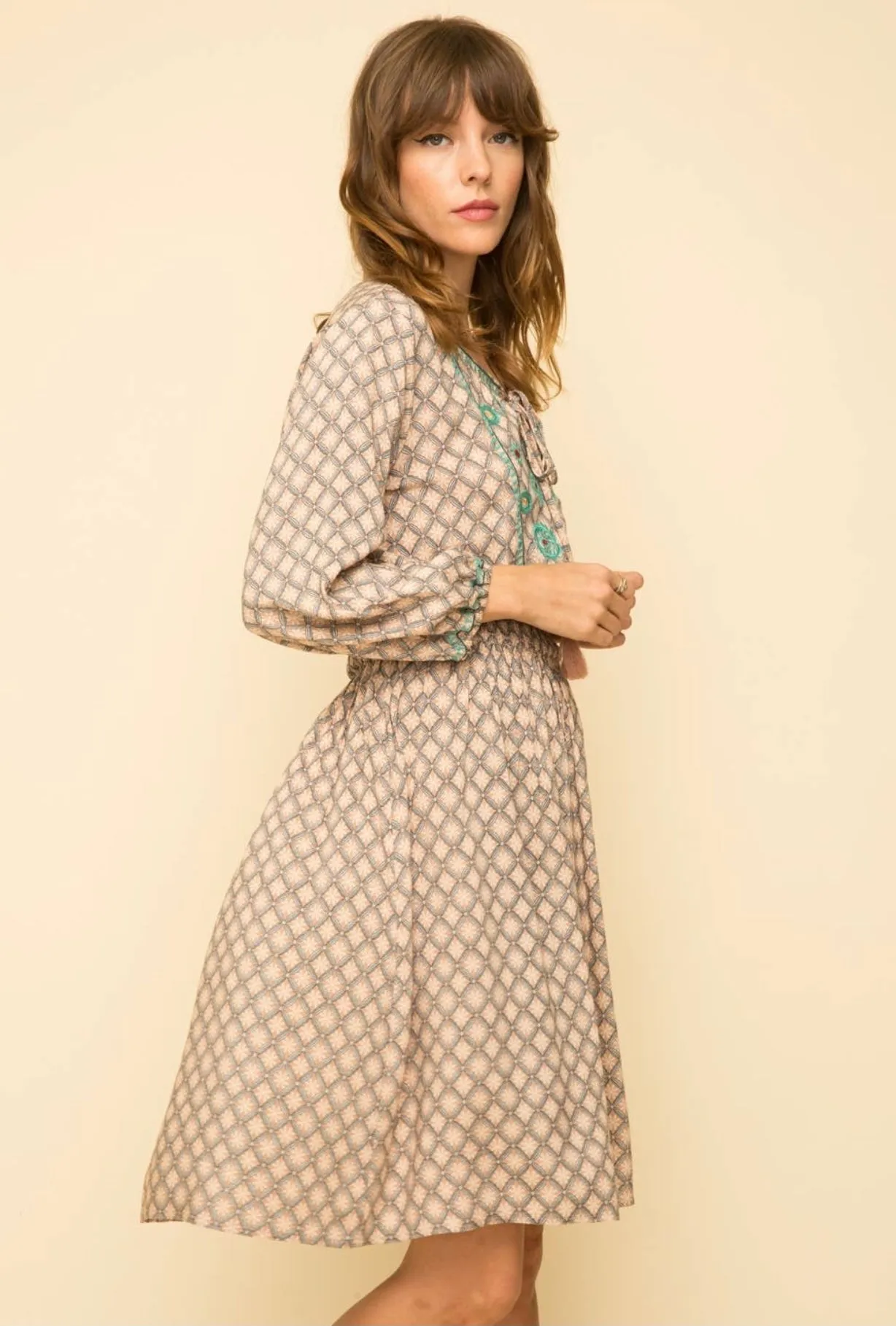 Peaceful Breeze Embroidered Printed Dress