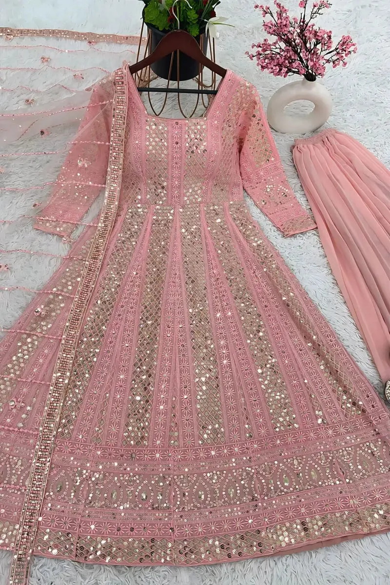 Pink Princess Gown For Party Wear