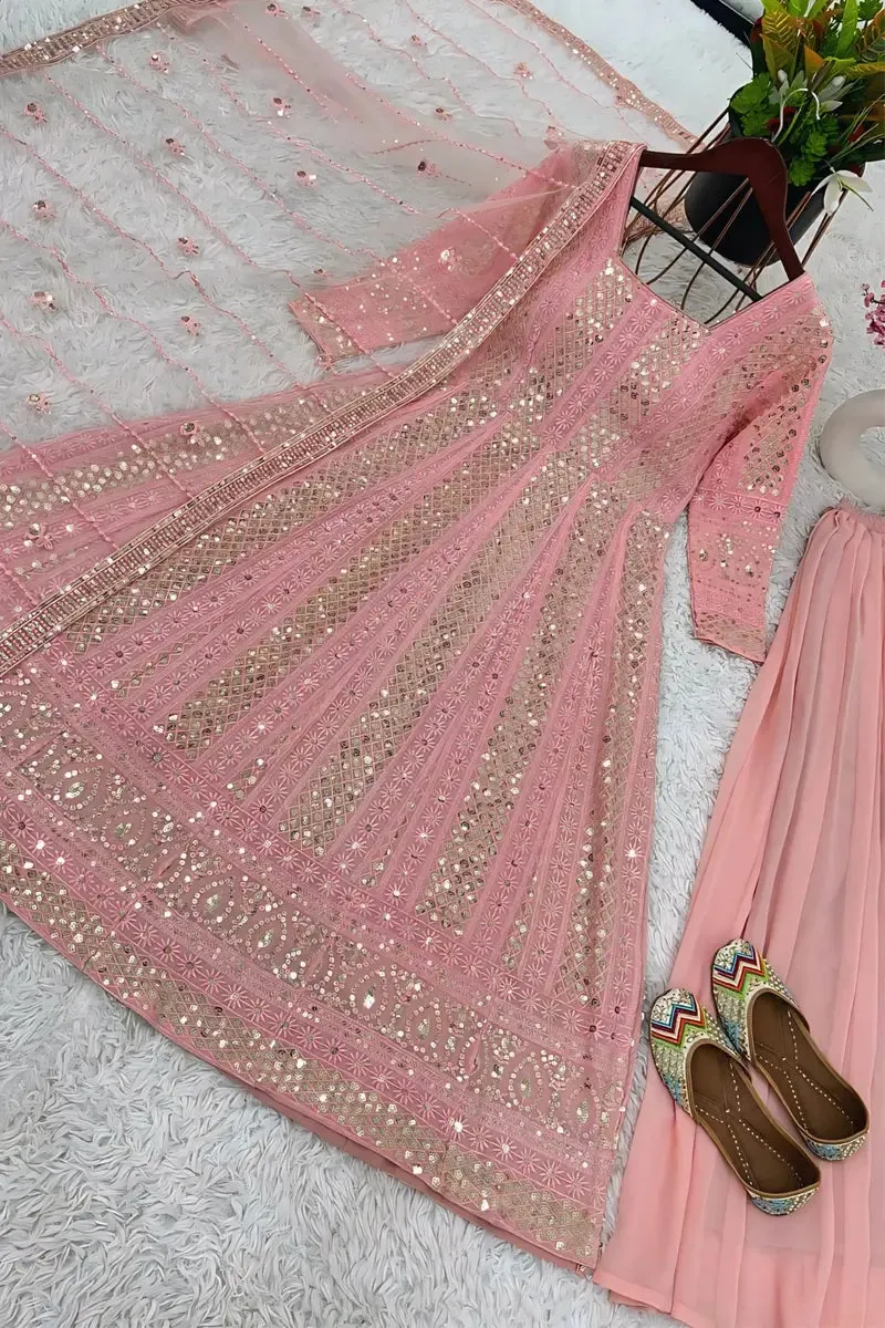 Pink Princess Gown For Party Wear