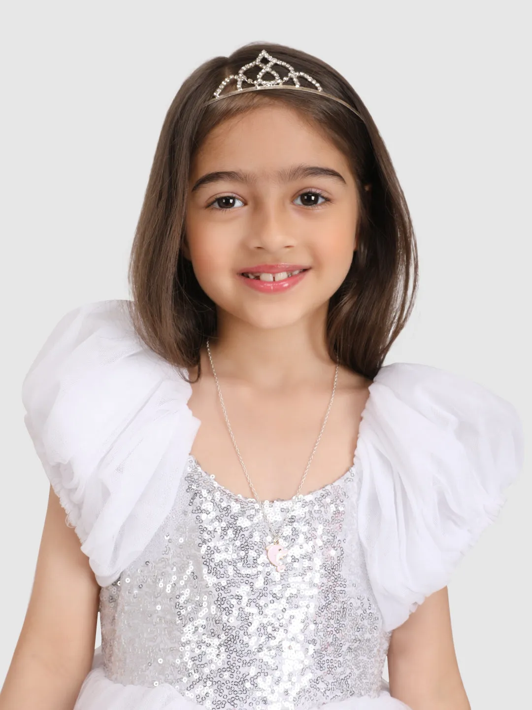 Pre-Order: Sequance Torso Flaired Gown with puff sleeve -White