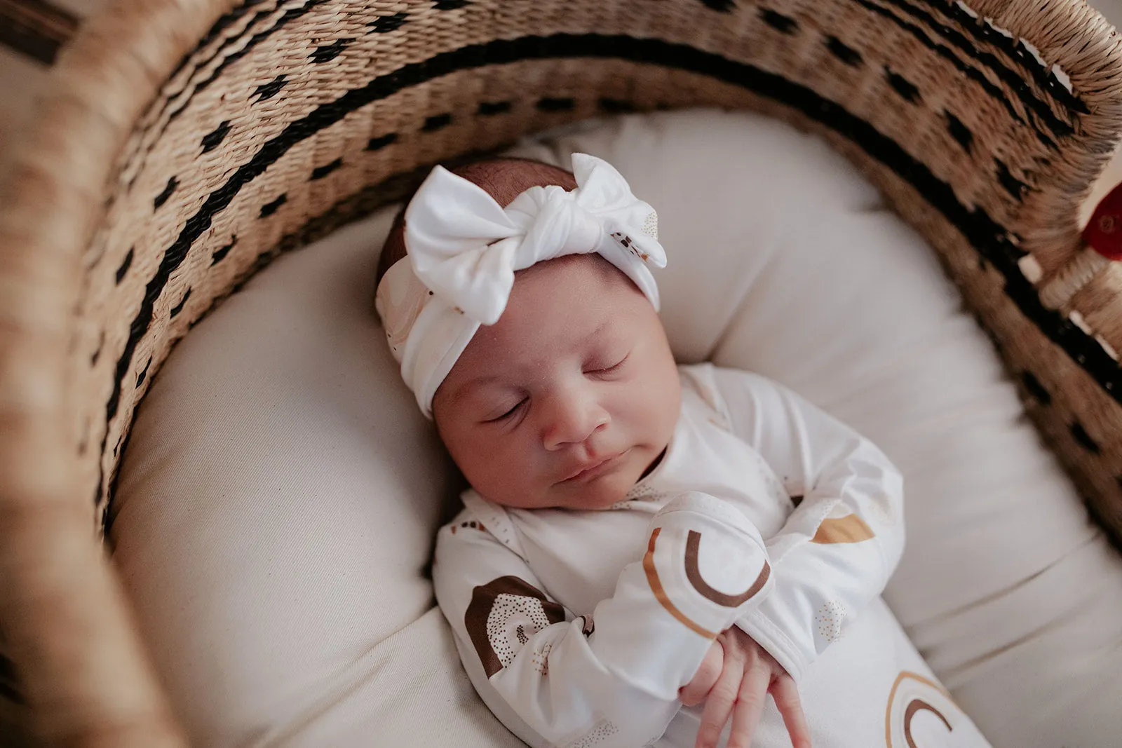 Rainbow Knotted Baby Gown and Knot Cap