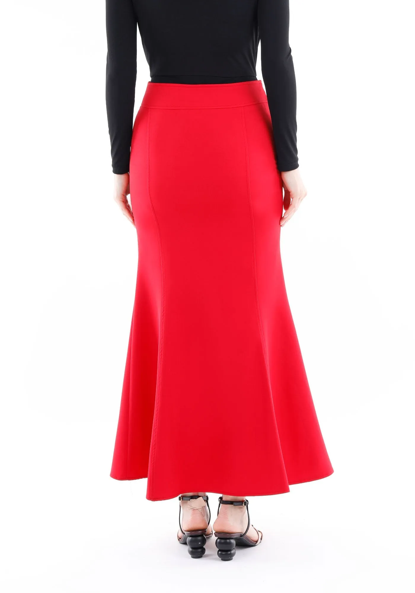 Red Fishtail Maxi Skirt
